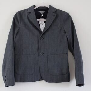 NWT Bonpoint Boys Houndstooth‎ Wool Blazer Jacket Suit Coat Gray Navy 12